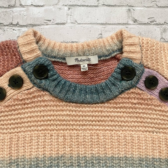 Madewell Women's Sweater in Multicolor Striped Wool Blend NWOT - Picture 3 of 6